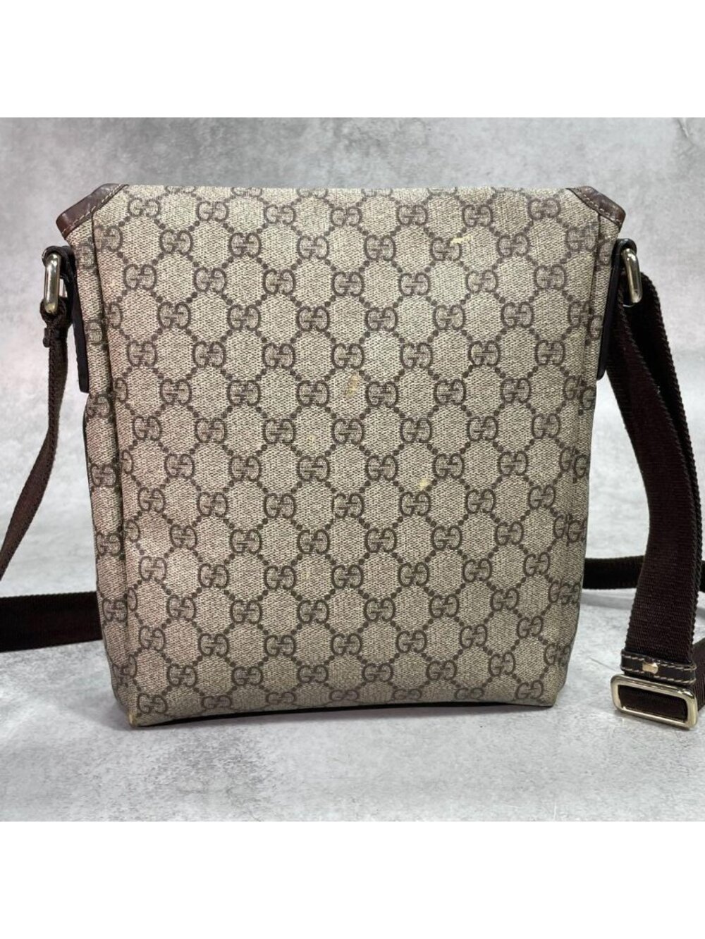 Gucci GG Shoulder Bag Brown Beige Leather Logo - Picture 3 of 10